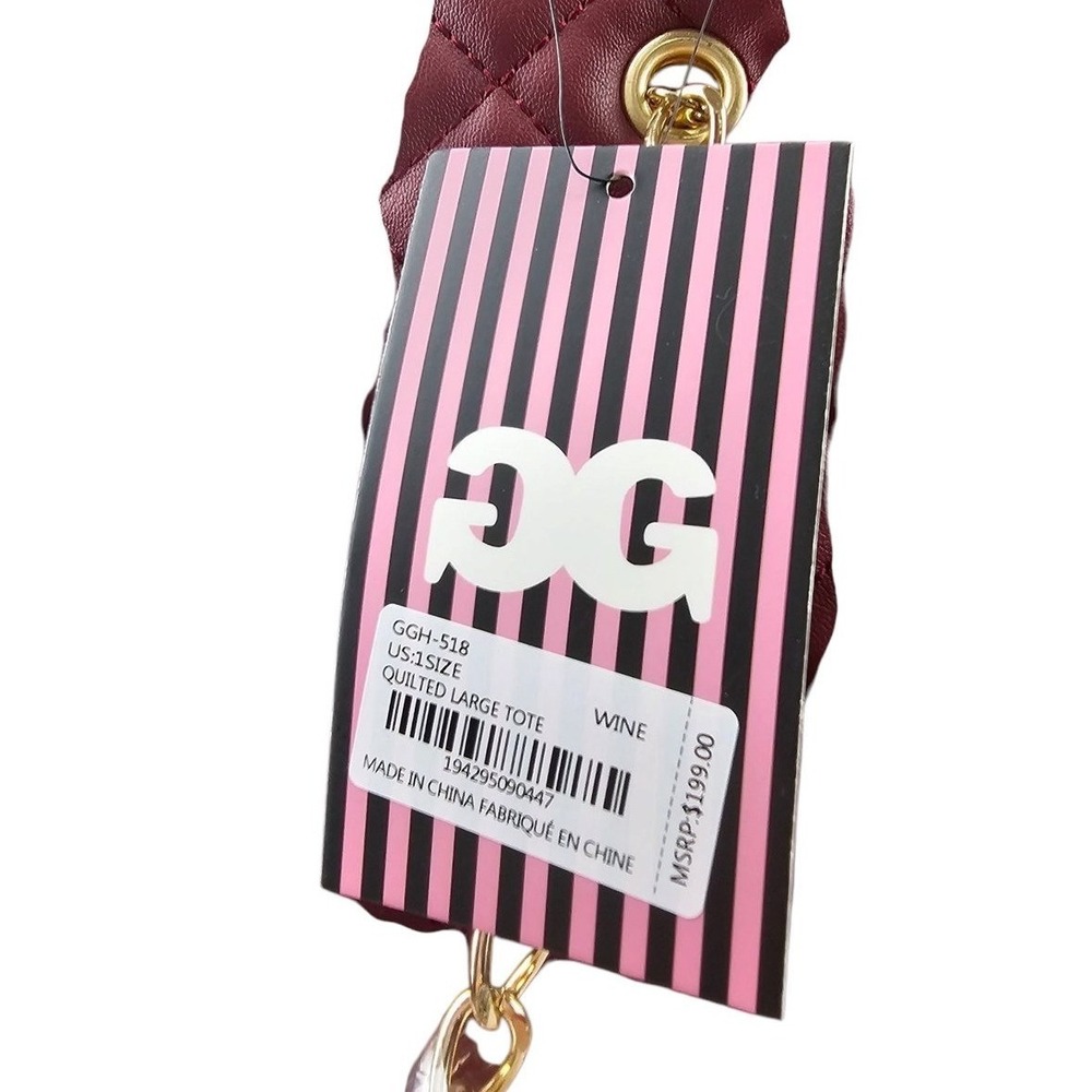 Gilda Paris Burgundy Quilted Tote Bag with Chain Accent Designer Inspired NWT - Picture 8 of 14